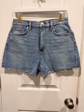 NWT Hudson Harlow High Rise Denim Shorts Light Wash Raw Hem Size 30 MSRP $145